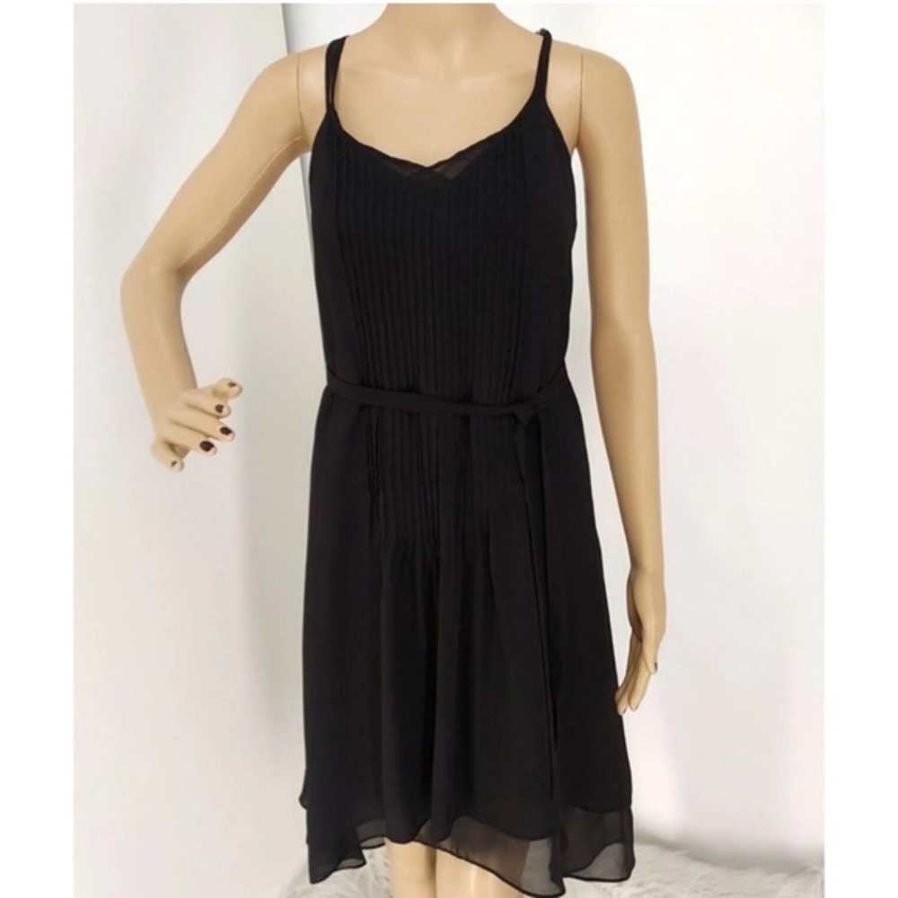 White House Black Market Black Pleated Spaghetti Strap Dress